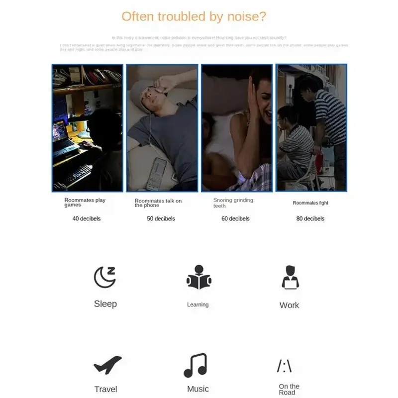 Soft Silicone Corded Ear Plug Protector Reusable Hearing Protection Noise Reduction Safe Work Comfortable Earplugs Earmuff