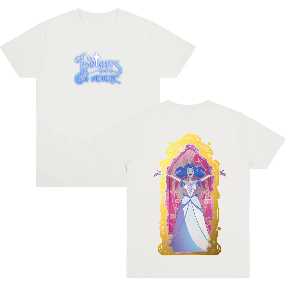 فرسان غينيفير موضة الكرتون طباعة تي شيرت عالية الجودة القطن قصير الأكمام للجنسين ملابس كاجوال الصيف Y2K تي شيرت