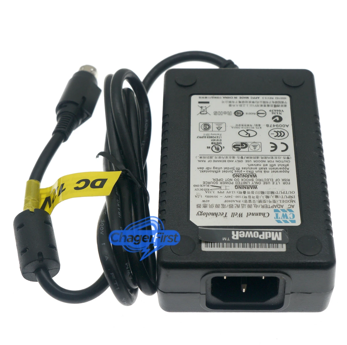 Genuine CWT Channel Well Technology PAA040F AC DC Adapter 12V 3.33A 40W 4-Pin Network DVR Power Supply Charger