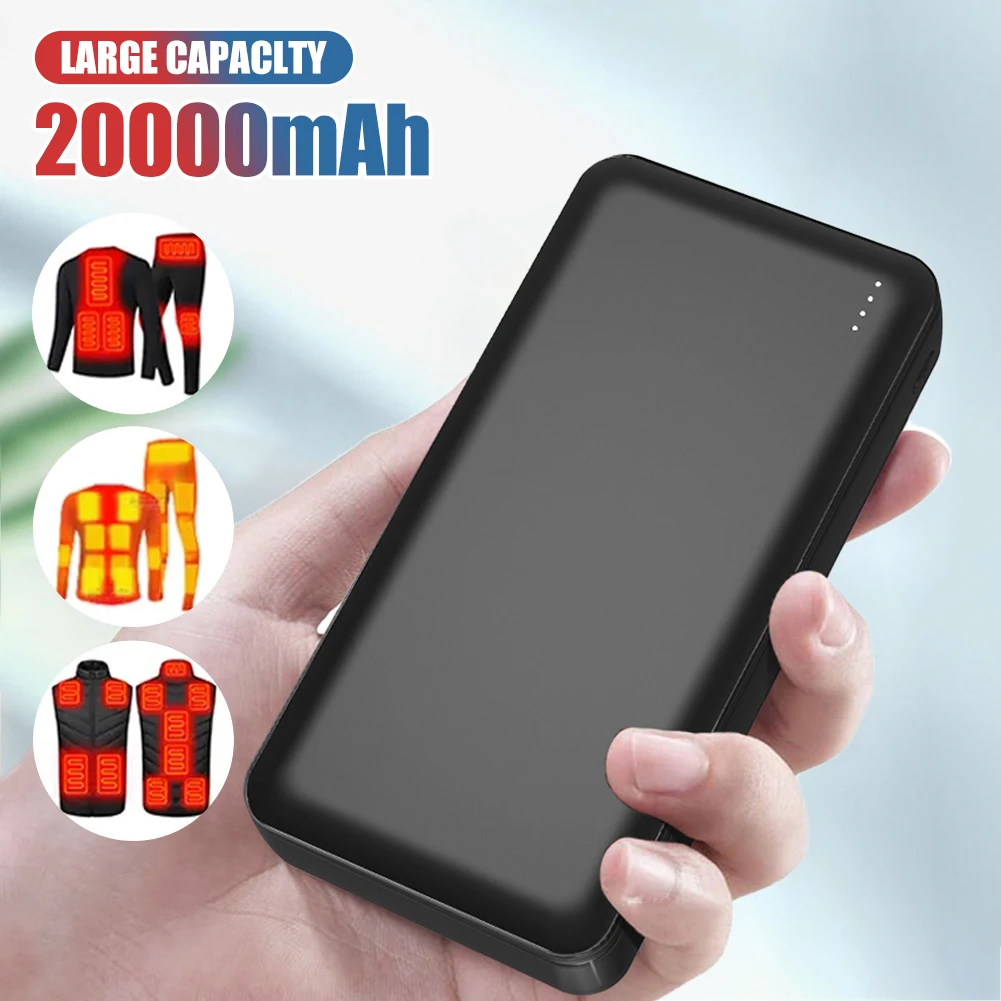 20000mAh Power Bank 5V/2A Micro/Type-C Out Portable Fast Charger External Battery Pack for Heating Vest