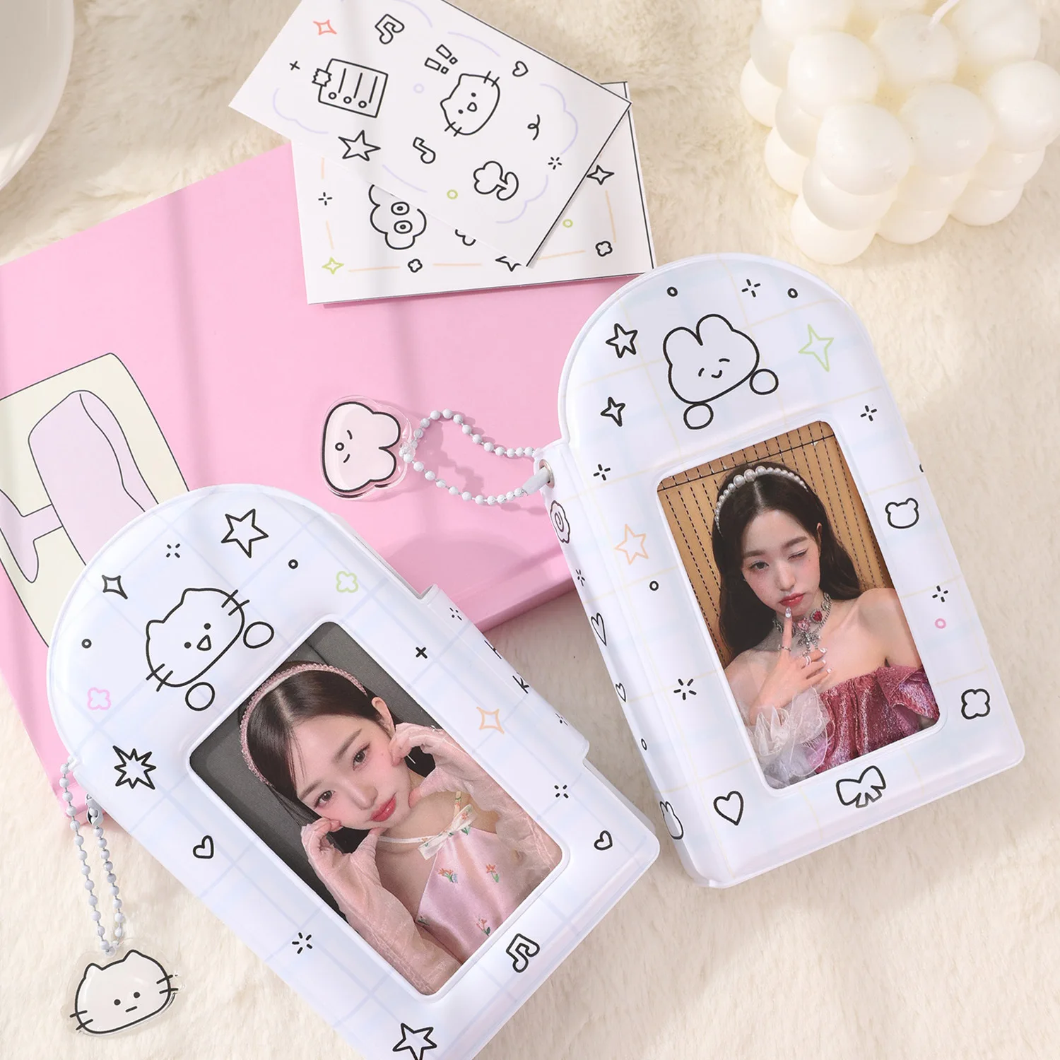 Cartoon Rabbit Photocard Holder Cute Cat 3 inch Photo Album 28 Slots Korean Idol Small Cards Collect Book Card Holder Stationery