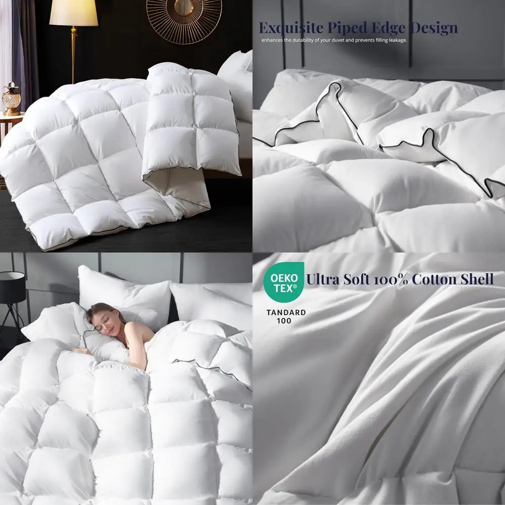 

Queen Size Goose Down Comforter - Luxurious Fluffy White Hotel-Quality All-Season Medium Weight Duvet Insert