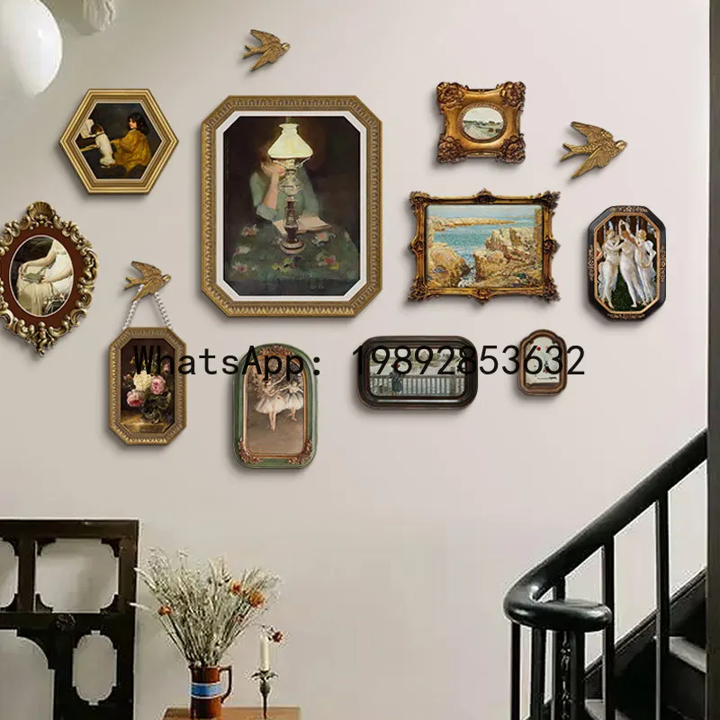 

Photo Frame Set French Vintage Cupid Decorative Painting of The Living Room Combination Background Wall Decoration Pendant