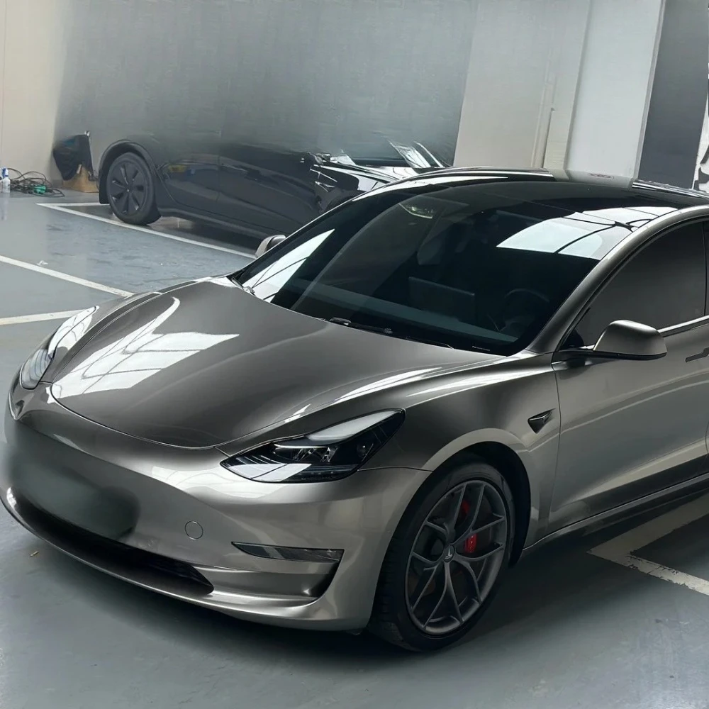 

For Tesla Model 3 2020-2023 Per-cut PPF Liquid Metal Silver Color Change Film PVC Paint Protection Film Anti-Scratch Cover