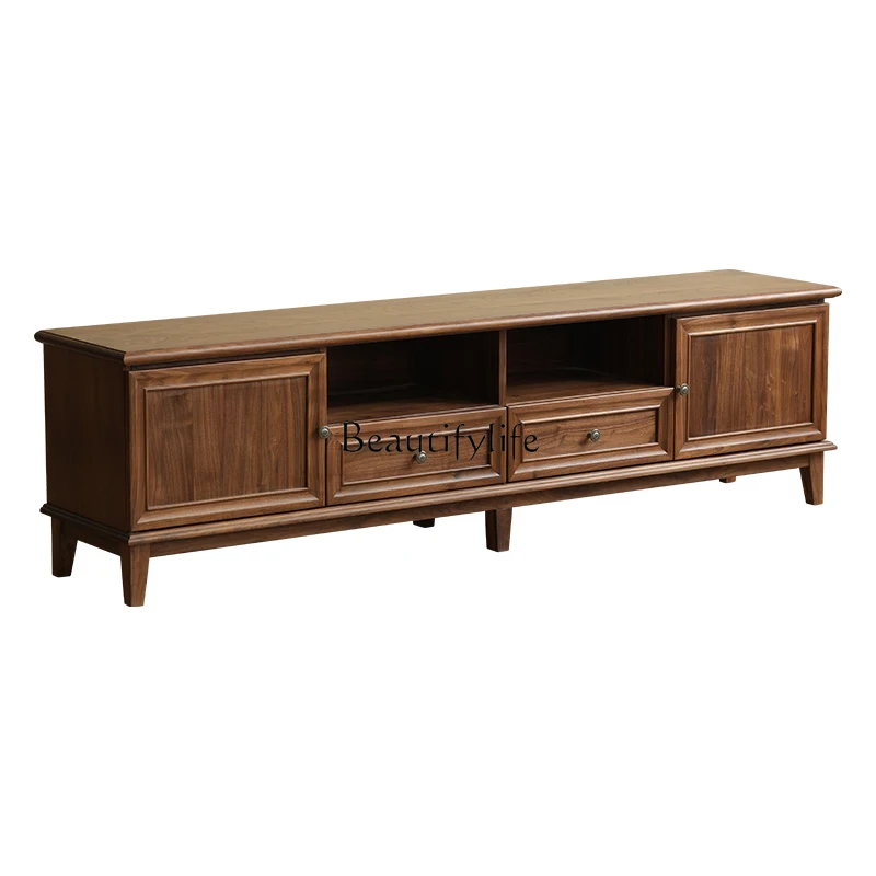 

American solid wood TV cabinet North American black walnut log modern simple storage locker medieval