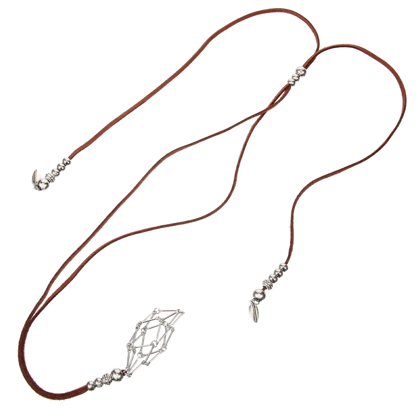 Retro Metal Vintage Necklace Pendant Holder Empty Crystal Cage DIY Stone Necklace Cord for Thanksgiving Christmas