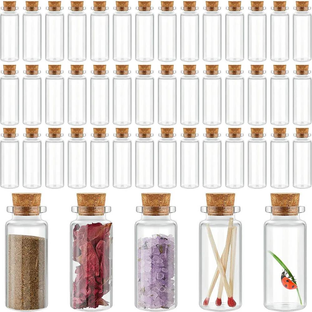 Tiny Glass Bottles, Mini Glass Vials, Small Glass Jars, Decorative Potion Bottles, Wishing Message Bottle, 40 ml, 24 Pcs, 48 Pcs