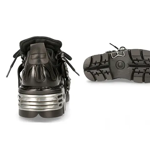 पुरुषों के लिए गाय के चमड़े के मोटरसाइकिल जूते, लौ नक्काशीदार विंटेज रॉक जूते, नए पंक जूते, धातु के लो टॉप प्लेटफॉर्म जूते, आउटडोर जूते 48 10 best sales पुरुषों के प्लेटफ़ॉर्म बूट - №5