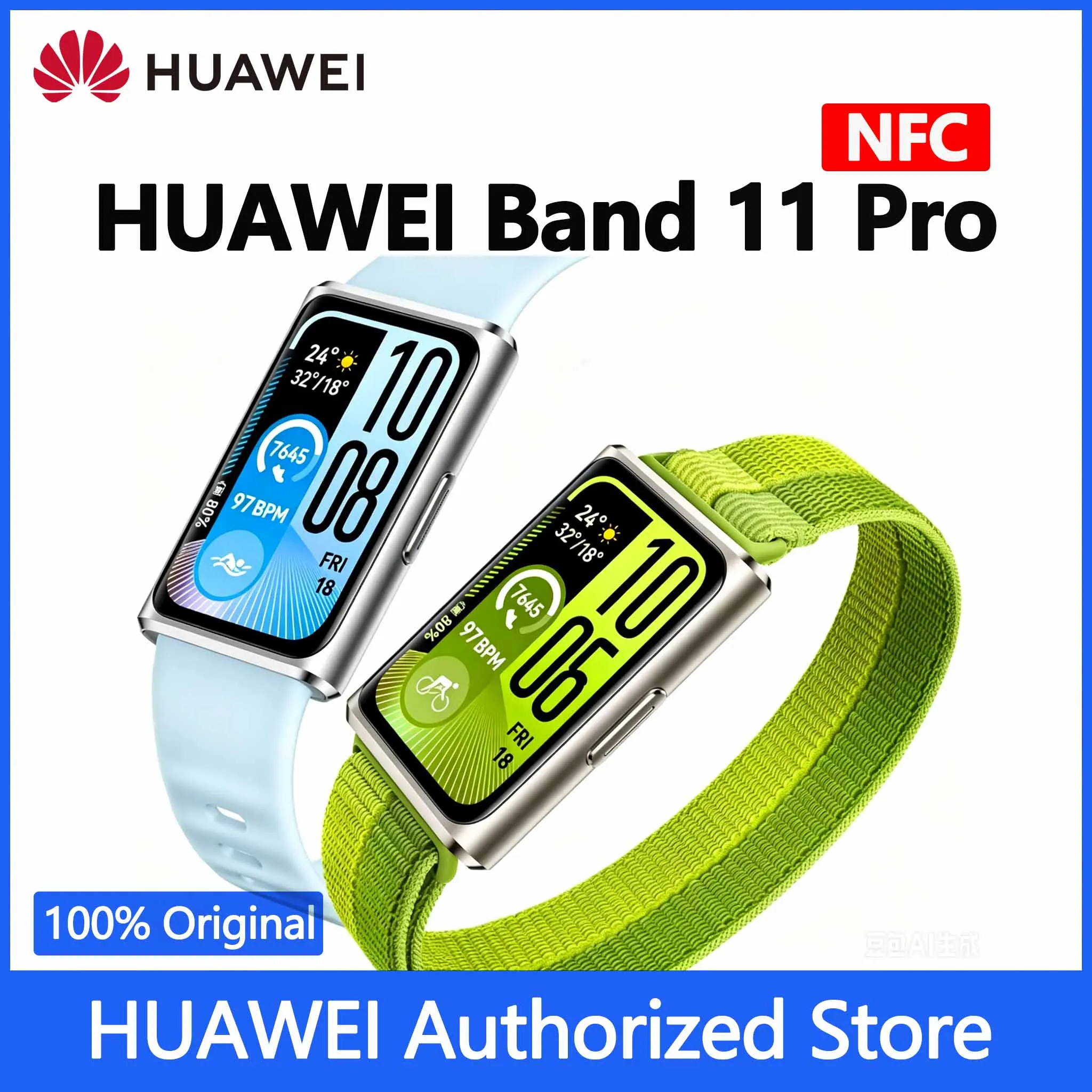 Nova Pulseira Inteligente HUAWEI Band 11 Pro com GNSS Integrado, Tela AMOLED de 1.62 polegadas e 2000 nits, Resistência à Água 5ATM, Bateria de 14 Dia