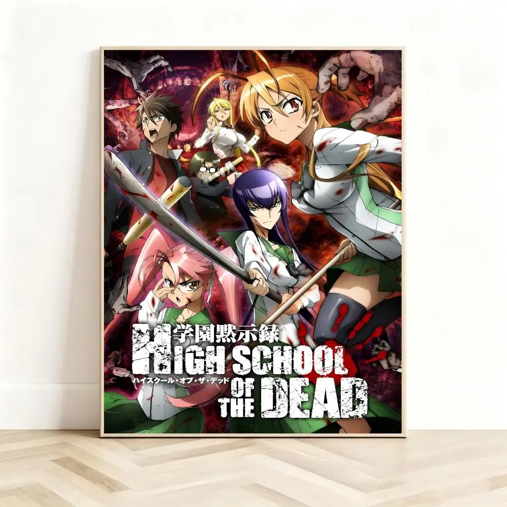 Apocalyptic Anime H-Highschool of the Dead Poster Classic Self-Adhesive PP Wall Sticker for Living Room Bar Decor Gift