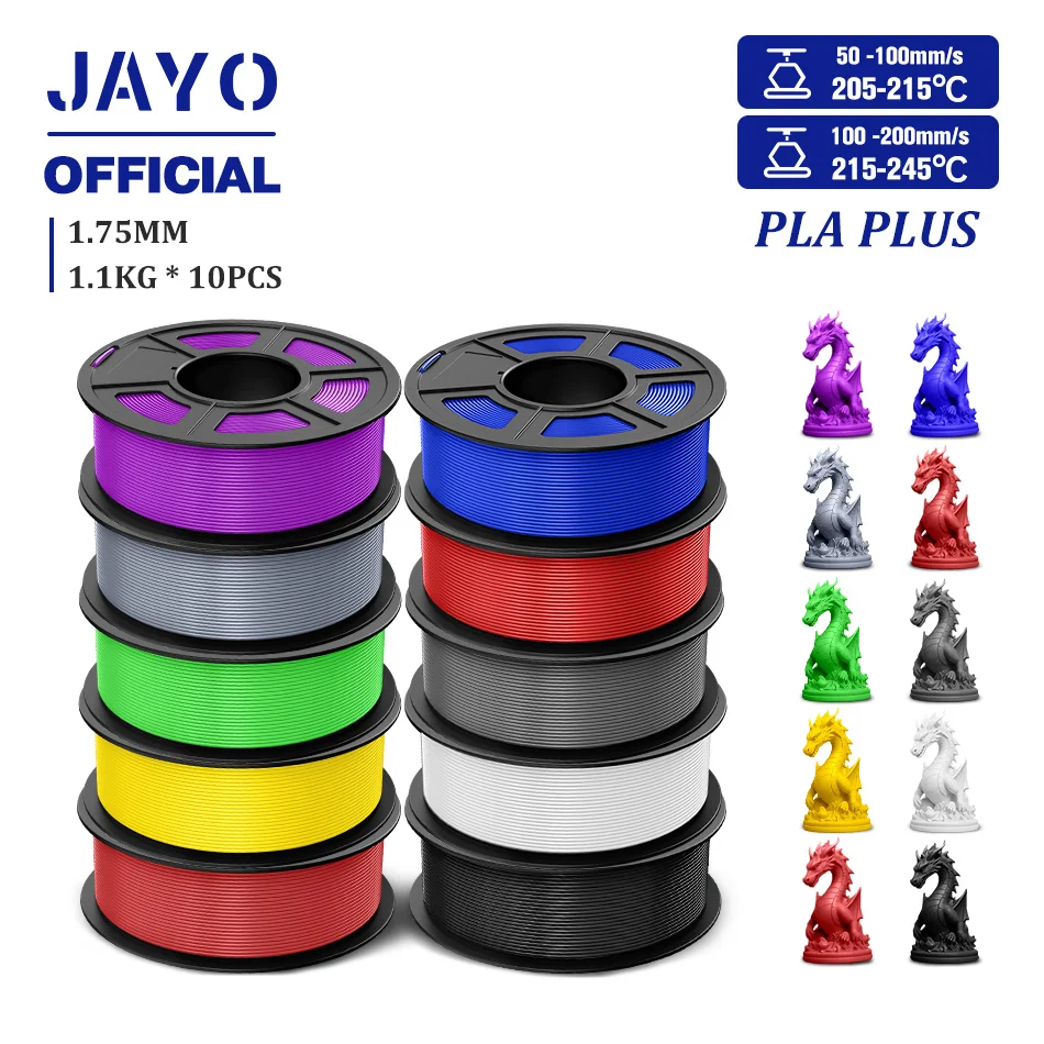 JAYO 2.0 PLA Plus 3D-Filament 1,75 mm 10 Rollen PLA + 3D-Drucker-Filament, ordentlich gewickeltes 3D-Druck-Filament, hohe Zähigkeit – Detail 1