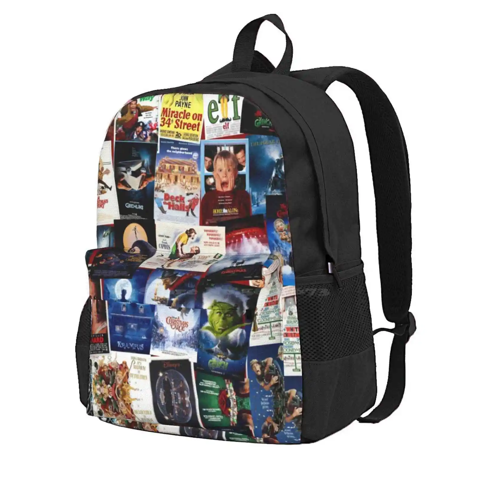 Christmas Film Collage Hot Sale Schoolbag Backpack Fashion Bags Christmas Film Collage Xmas Home Alone Die Hard Wonderful Life