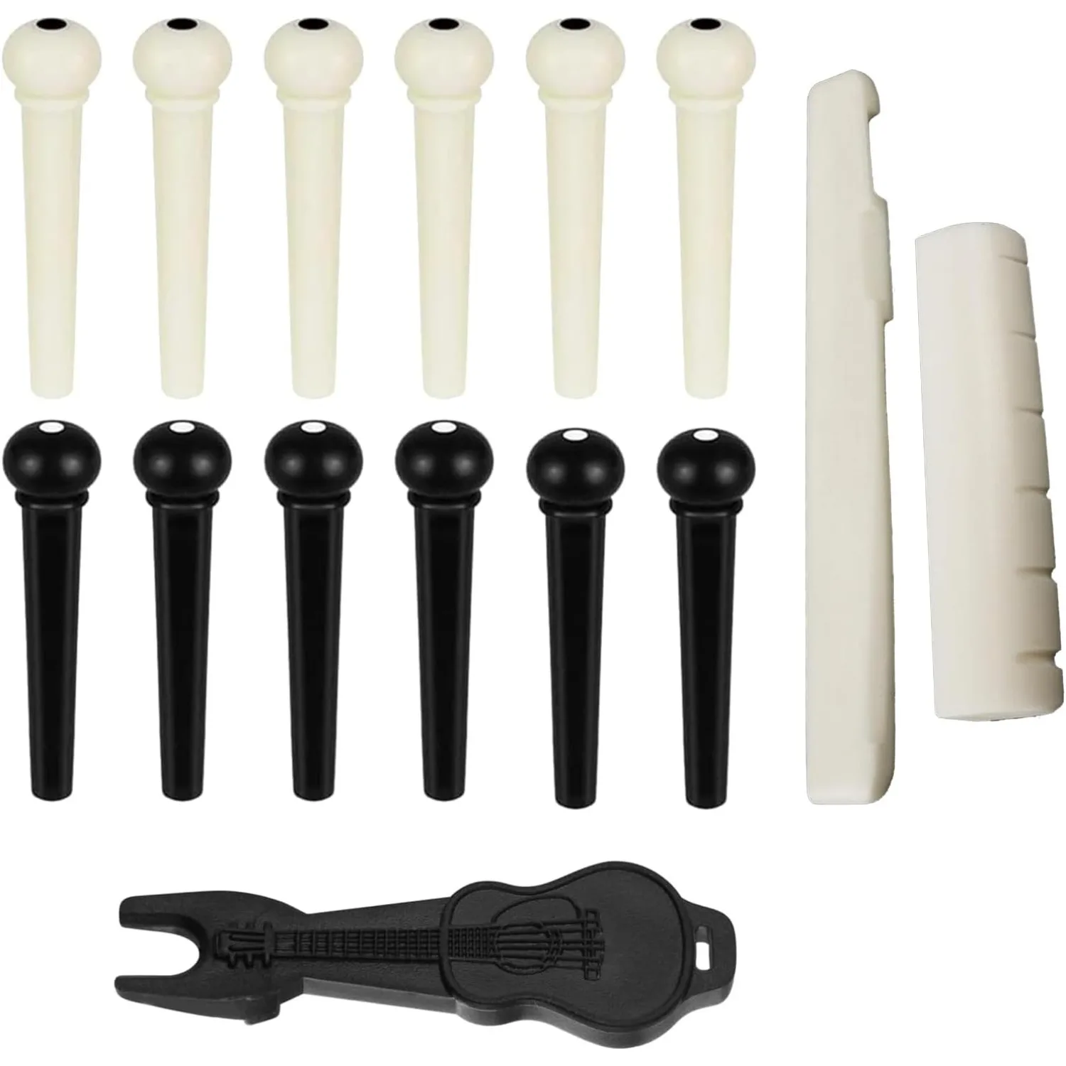 Acoustic Guitar Bridge Pins Guitar String Pins Pegs With Bridge Pin Puller Remover and Guitar Bridge Saddle Nut Accessories