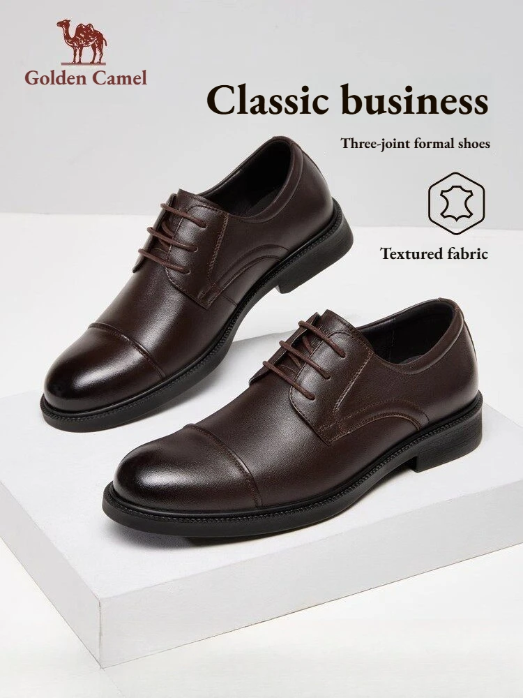 Golden Camel Men's Casual Shoes Comfortable Non-slip Leather Soft Sole Walking Flats 2026 Men Business Lightweight Dress Shoes