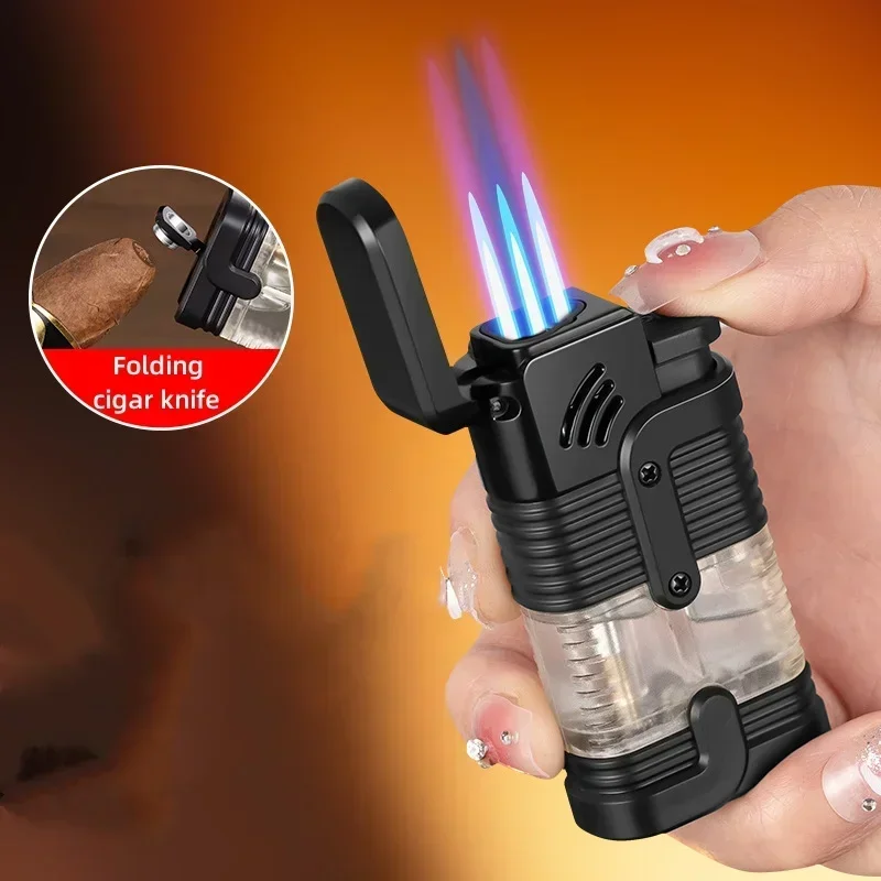 New Turbine Butane Gas WindProof Lighters Direct Charge Metal Torch Home Kitchen Gas Stove Outdoor Camp Barbecue Cigar Ignition