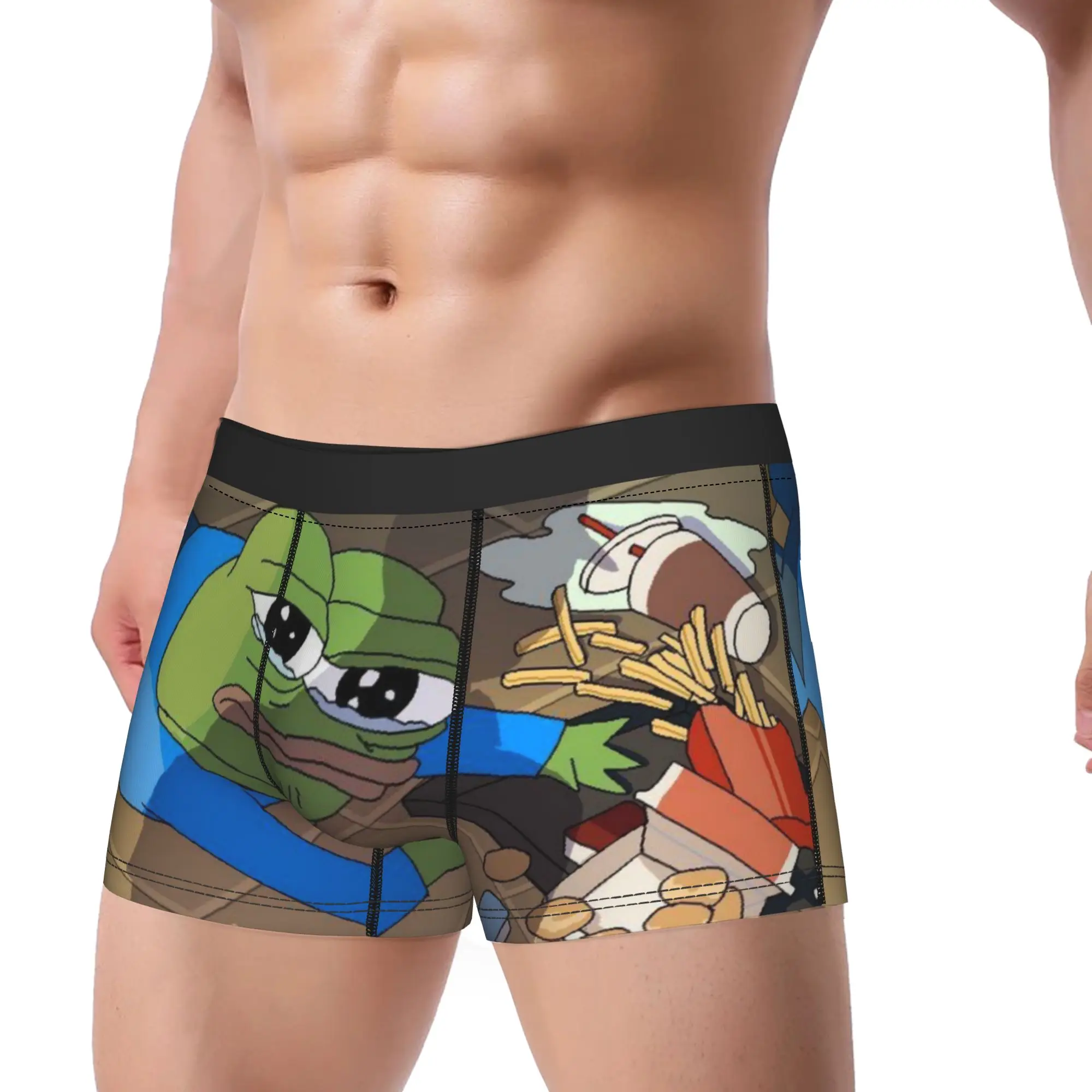 Sad Pepes frog funny meme Man Boxers Soft Underwear  Breathable Panites
