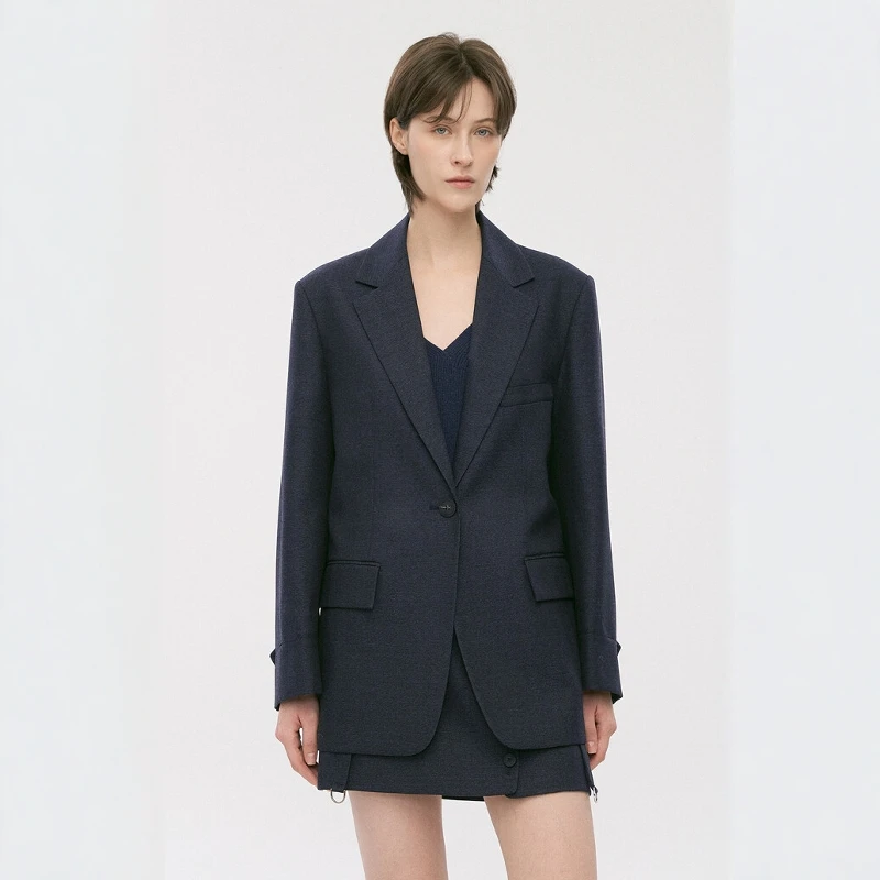 

Casual Style Loose Fit Women's Suit Jacket Commute Workplace Outerwear Long Sleeve mid Length Coat Elegant Ladies