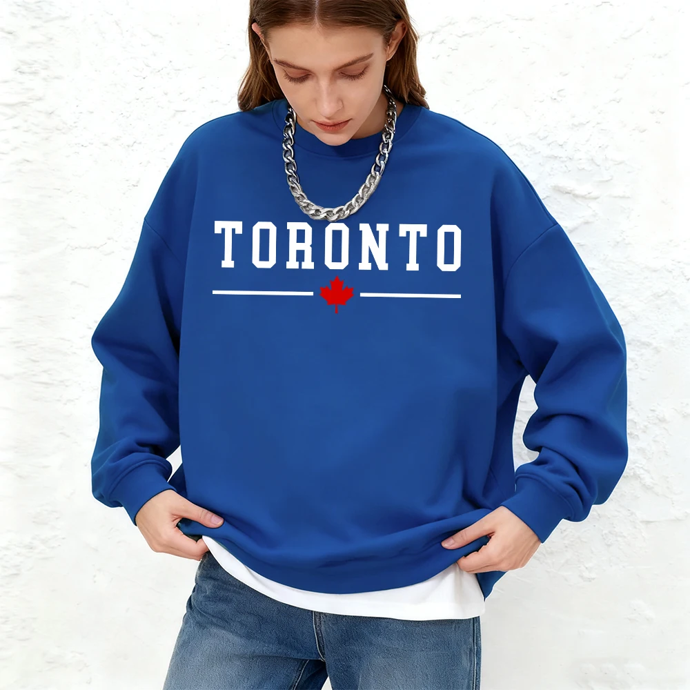 Toronto Canada Letter Prints Dames Sweatshirt Winter Oversized Hoodie Sport Crewneck Warme Jogging Pullover Basics Dameskleding