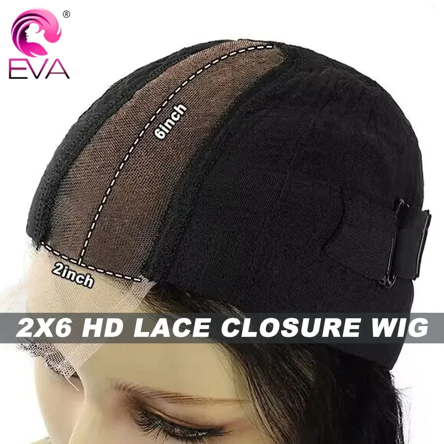 Eva Wig tanpa lem rambut 2x6 HD Lace penutupan Wig mencair semua kulit HD renda Wig sebelum dipetik 2x6 dalam menyebarkan tulang lurus rambut manusia