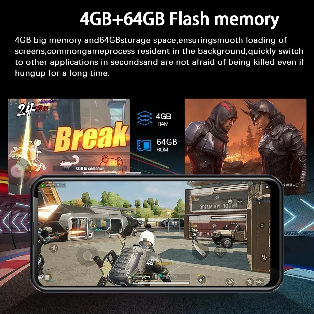 W&O X200 Ultra-thin 4G Smartphone Android 10 6.53 Inch HD+ Display 4GB RAM+64GB ROM Mobile phone 13MP 4800mAh Battery Dual SIM