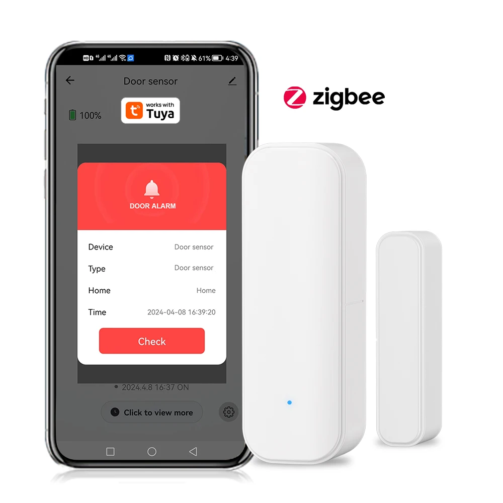 

Tuya Zigbee Door Sensor Window Contact Open Close Tuya APP Remote Control Compatible With Alexa Google Assistant