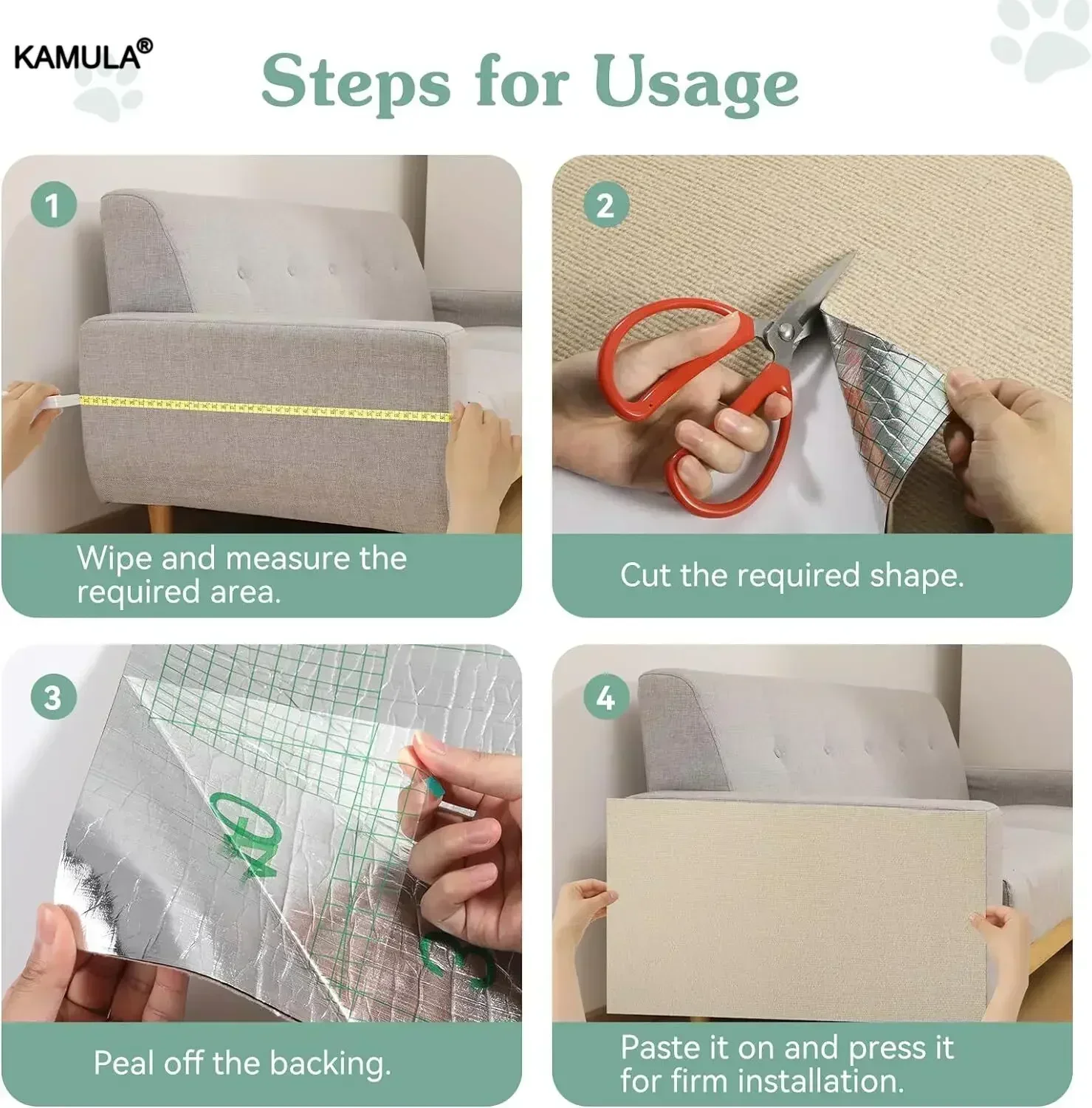 Wall Self-Adhesive Anti Cat Scratch Sofa Protector DIY Cats Scratch Protection Paws Sharpen Trimmable Carpet Cats Scratch Board image 5