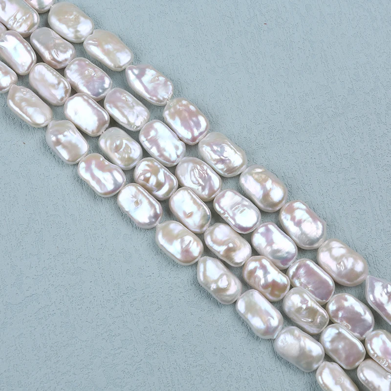 

12-13mm natural white loose real freshwater square baroque pearl beads strand