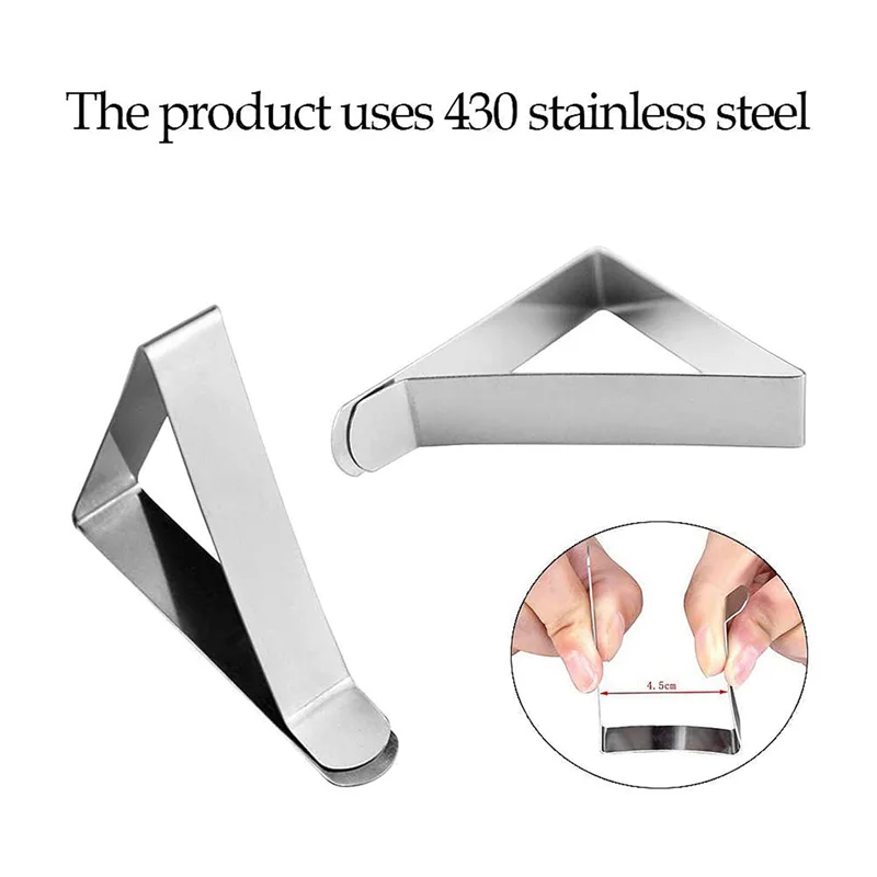 Clip per tovaglia in acciaio inossidabile da 16 pezzi, morsetti per copertura da tavolo regolabili antiscivolo Clip per supporti per tovaglie per feste Picnic-ABQU