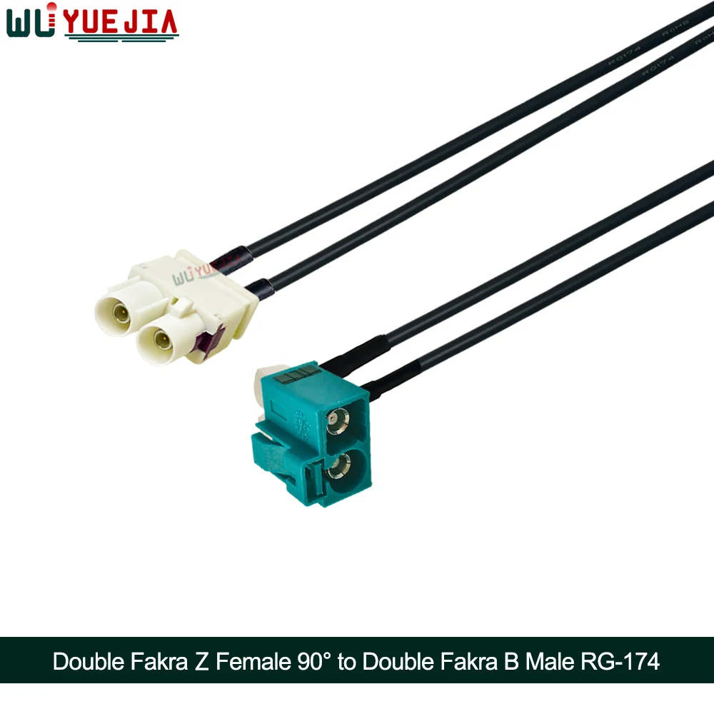 Twin Fakra Cable White Fakra Code B Male to Double Fakra Z Female 90° RG-174 RF Coax Cable WIFI Antenna Extension Jumper Pigtail