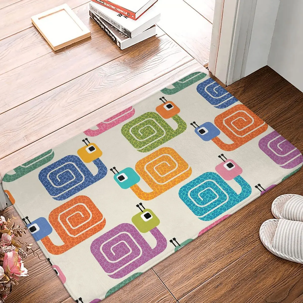 Colorful Snails On Cream DP312-1 Doormat Floor Mat Water oil proof Carpet Rug for Kitchen Entrance Home Balcony Footpad Mats