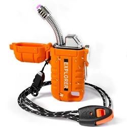 Wasserdichtes Doppel bogen feuerzeug wiederauf lad bares wind dichtes Plasma feuerzeug Outdoor Camping flammen loses Rauch zubehör