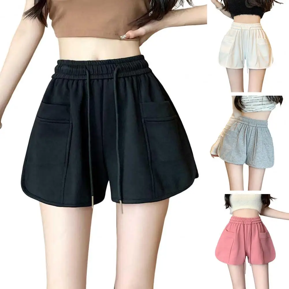 Women Polyester Spandex Shorts Stylish Women's High Waist Sports Shorts with Pockets for Summer Workouts Wear Loose for Women