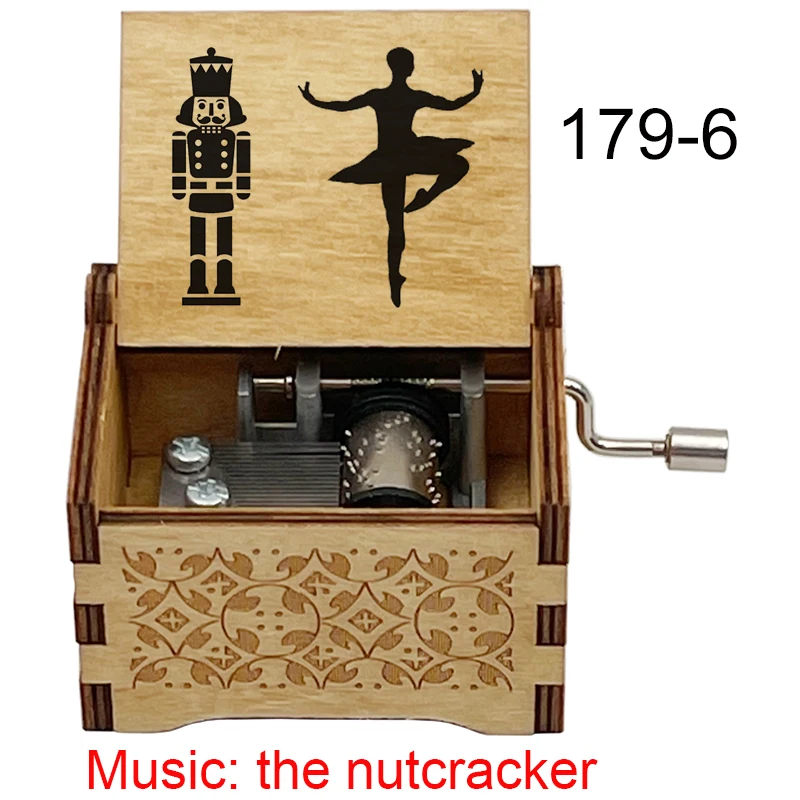 The Nutcracker Hand Movement Wooden Music Box Famous Ballet Drama Printed Boys girls Birthday Christmas Gift Home Decoration