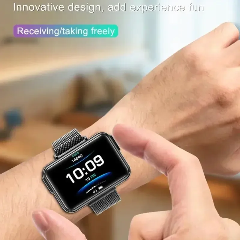 Heart Rate Tracker Bluetooth Call Sports Smart Bracelet 2 in 1 TWS Wirelss Earbuds Big DIY Screen Waterproof Smart Watch T91