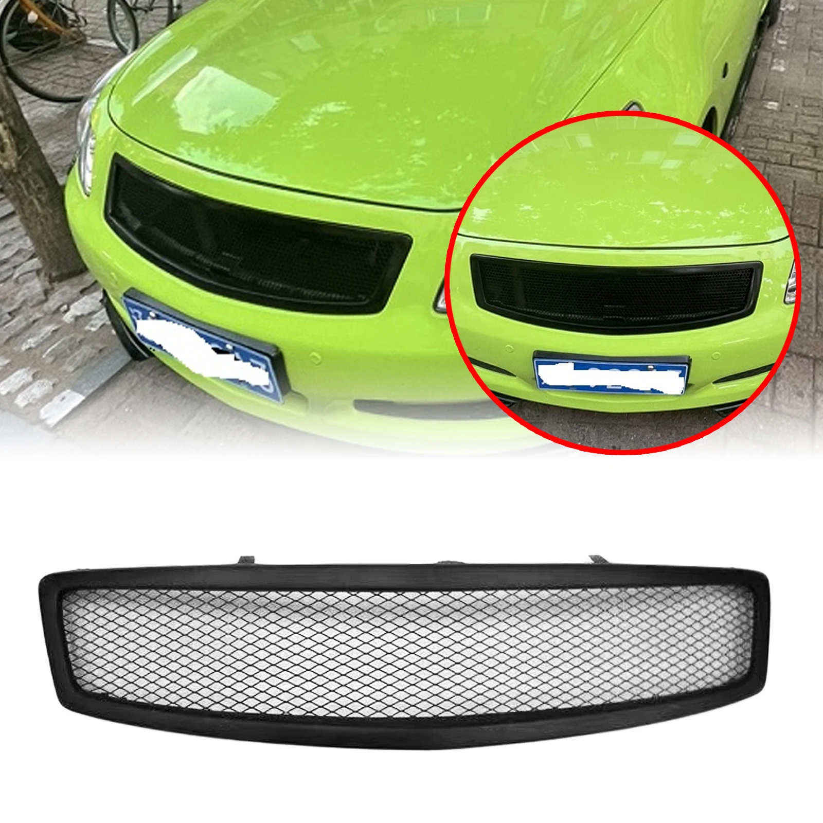 Решетка в стиле Honeybomb для Infiniti G35 G37 2007-2009, 4-дверная передняя решетка из стекловолокна/углеродного волокна, верхний бампер, сетка капота Решетка в стиле Honeybomb для Infiniti G35 G37 2007-2009, 4-дверная передняя решетка из стекловолокна/углеродного волокна, верхний бампер, сетка капота