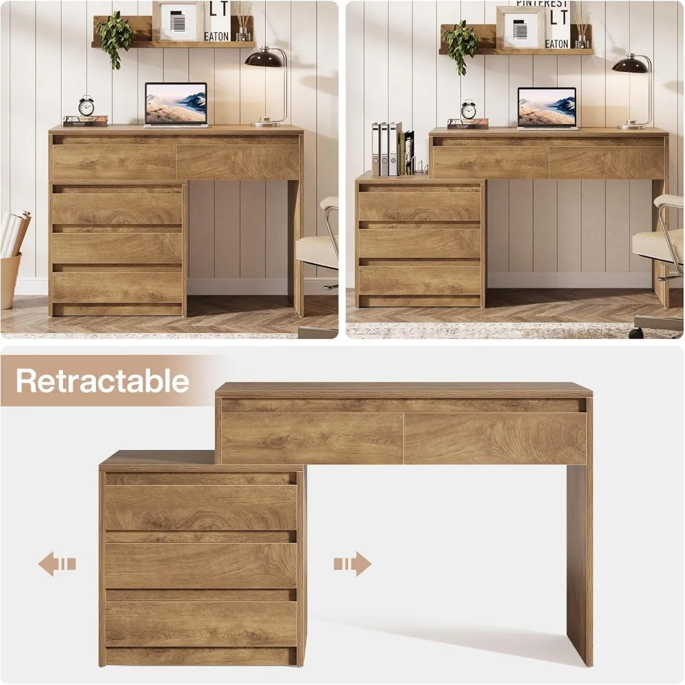 مكتب زينة كبير وحديث لغرفة النوم مع 5 أدراج، وطاولة مكياج، وخزانة صدر قابلة للإزالة بثلاثة أدراج، وحل تخزين #3