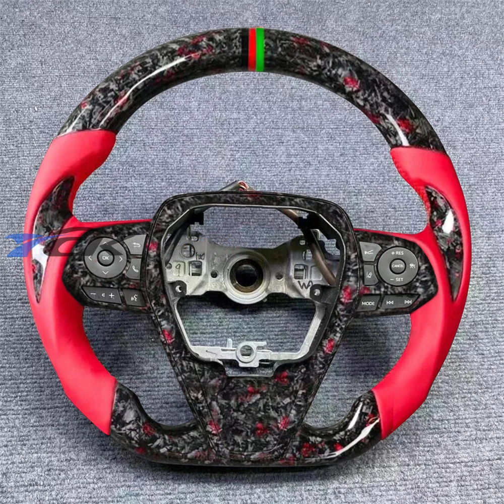 

Steering Wheel Forged Carbon Fiber Red Leather For 2018 2019 2020 2021 2022 2023 Camry car accessories