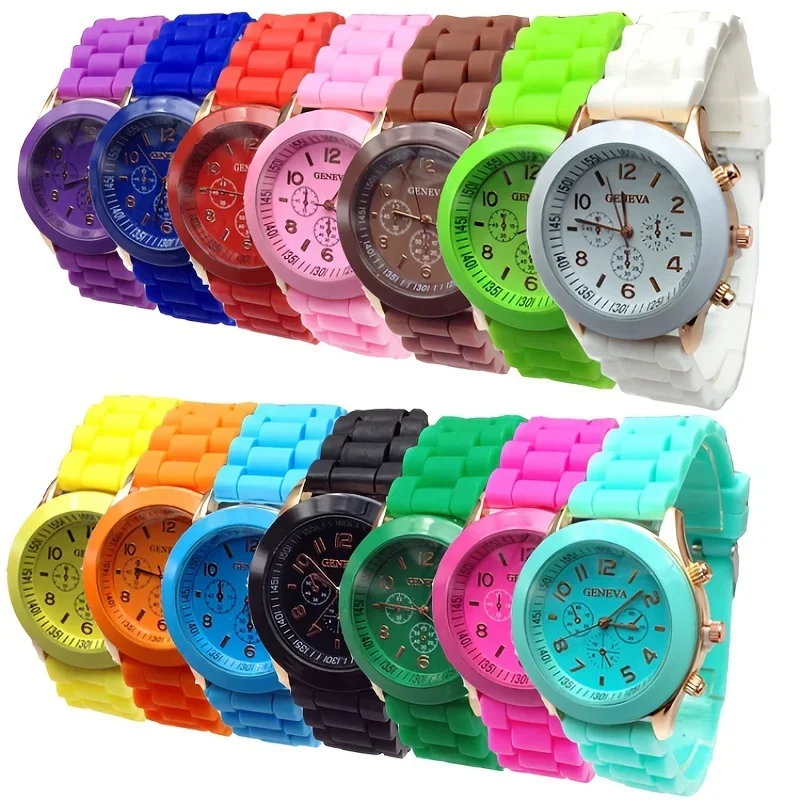 

Candy Color Quartz Watch Triple Dial Silicone Sports Wrist Watch For Women Men Boys Girls