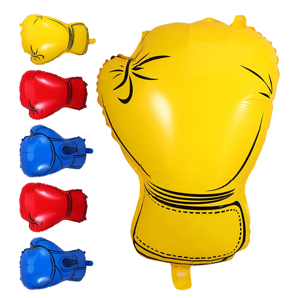 

6pcs Boxing Gloves Foil Balloons Colorful Inflatable Party Decorations Wrestling Birthday Balloon Set - Themed Sports