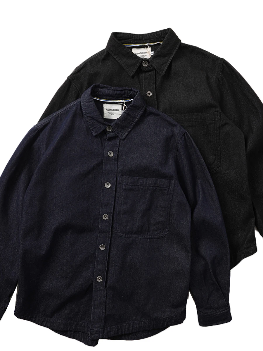 

Ретро-куртка из плотного американского хлопкового денима, свободного кроя, в стиле High Street, рабочая одежда, верхняя одежда, с длинными рукавами, на пуговицах, однотонная.