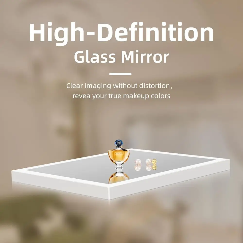 Bluetooth LED Makeup Mirror, 11.8x9.8, 3 Color Modes, Touch Control, Detachable 10X Magnifier, 360° Rotation