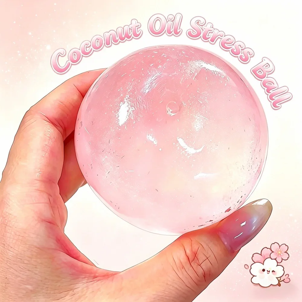 Pink Maltose Squishy Toy Cute Mochi Anti Stress Fidget Toy Soft Simulated Pink Transparent Ball Quick-rebound Decompression Toy