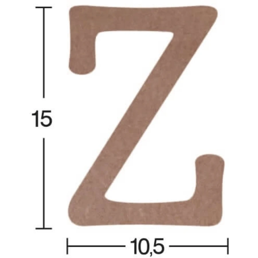 H29 Z Letter Trinket, 18mm Raw Wooden Figurative Wood Object