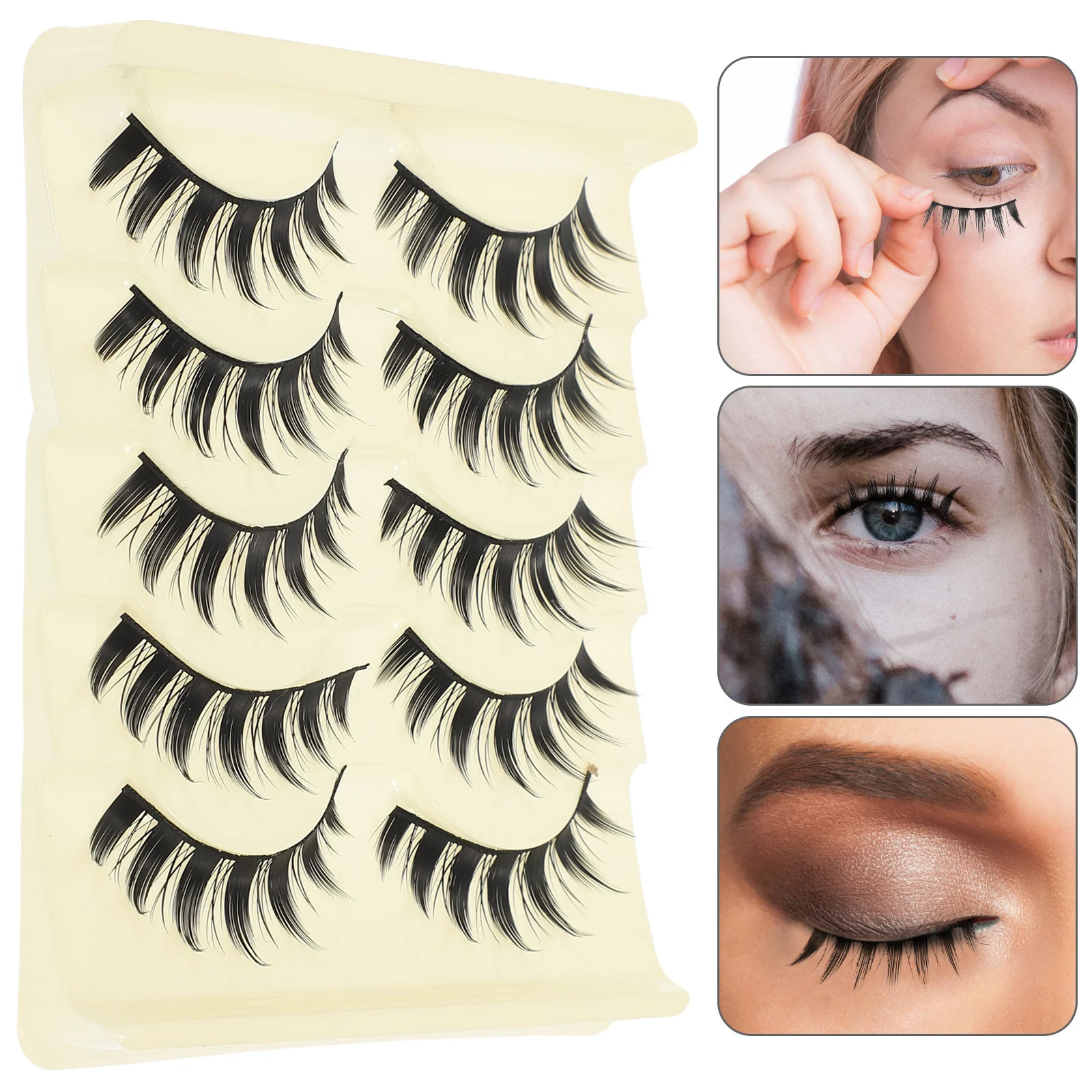 5 pares de pestañas postizas, efecto espesante de alargamiento Natural, mejora las párpados dobles, pestañas postizas de larga duración, accesorios de maquillaje
