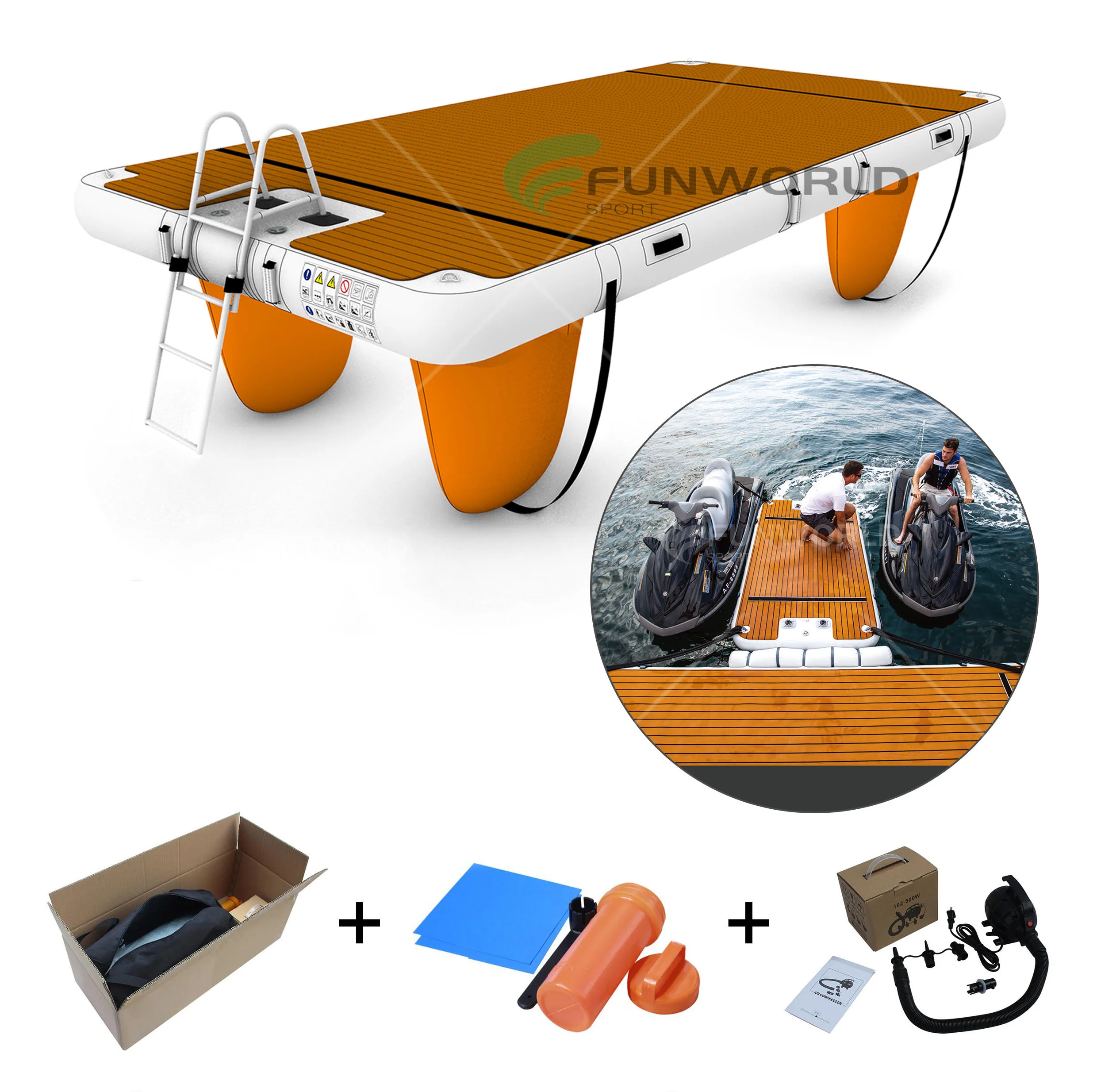 

2023 Customized Inflatable Floating Platform Boat Leisure Inflatable Island Jet Ski Dock Water Mat