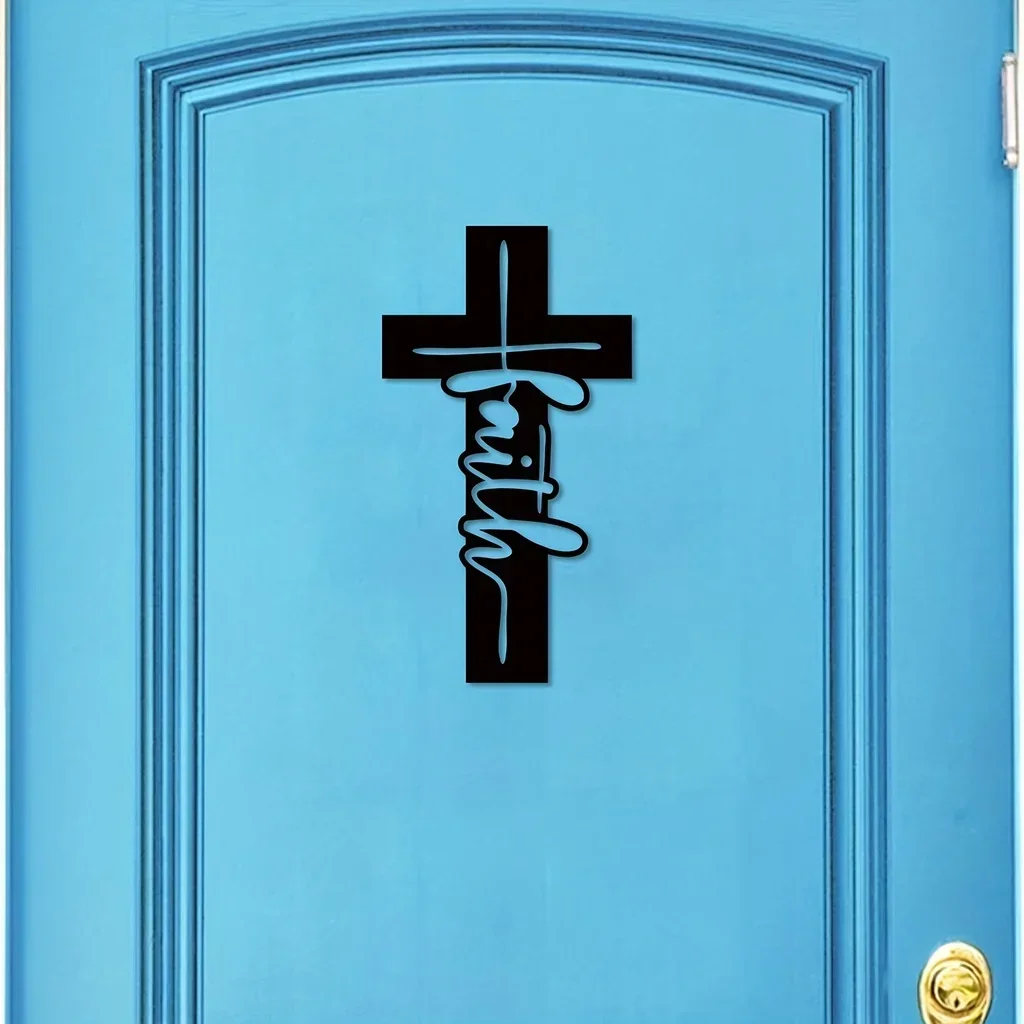 

1pc Faith Cross Metal Wall Art Religious Jesus Wall Decor Christian Wall Art Gift Elegant Faith Christian Home Decor