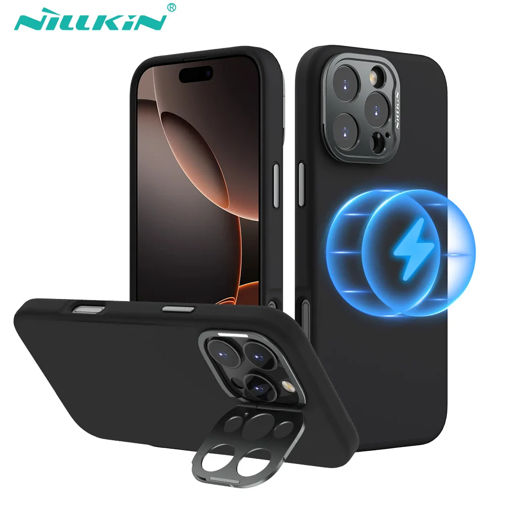 

Nillkin For iPhone 16 Pro Max Magsafe Case Classic Liquid Silicone With Camera Protection Stand Magnetic Cover For iPhone 16 Pro