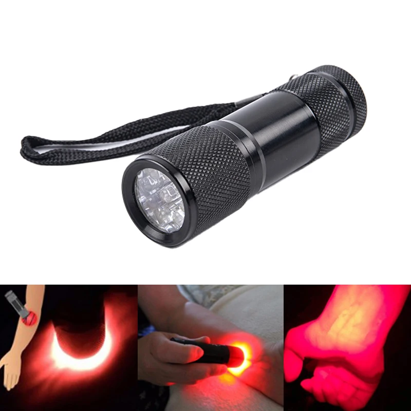 

Red LED Flashlight Infrared Vein Imaging 625nm Red Light 9 LED Torch Vein Finder.