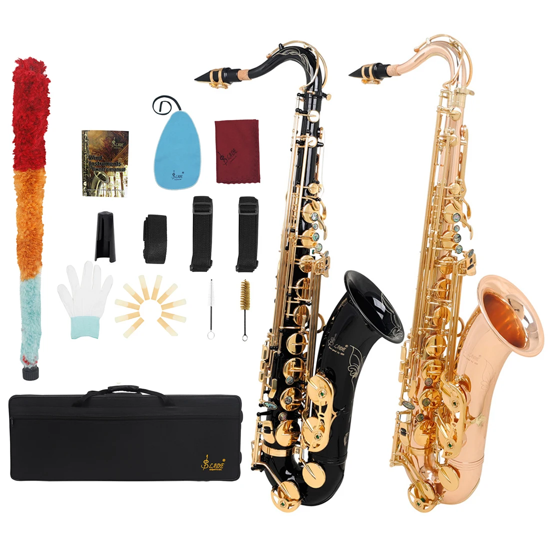 High Quality Bb Phosphor Copper Rose Gold Style Black Tenor Sax Professional Instrument Tenor Saxophone With Case