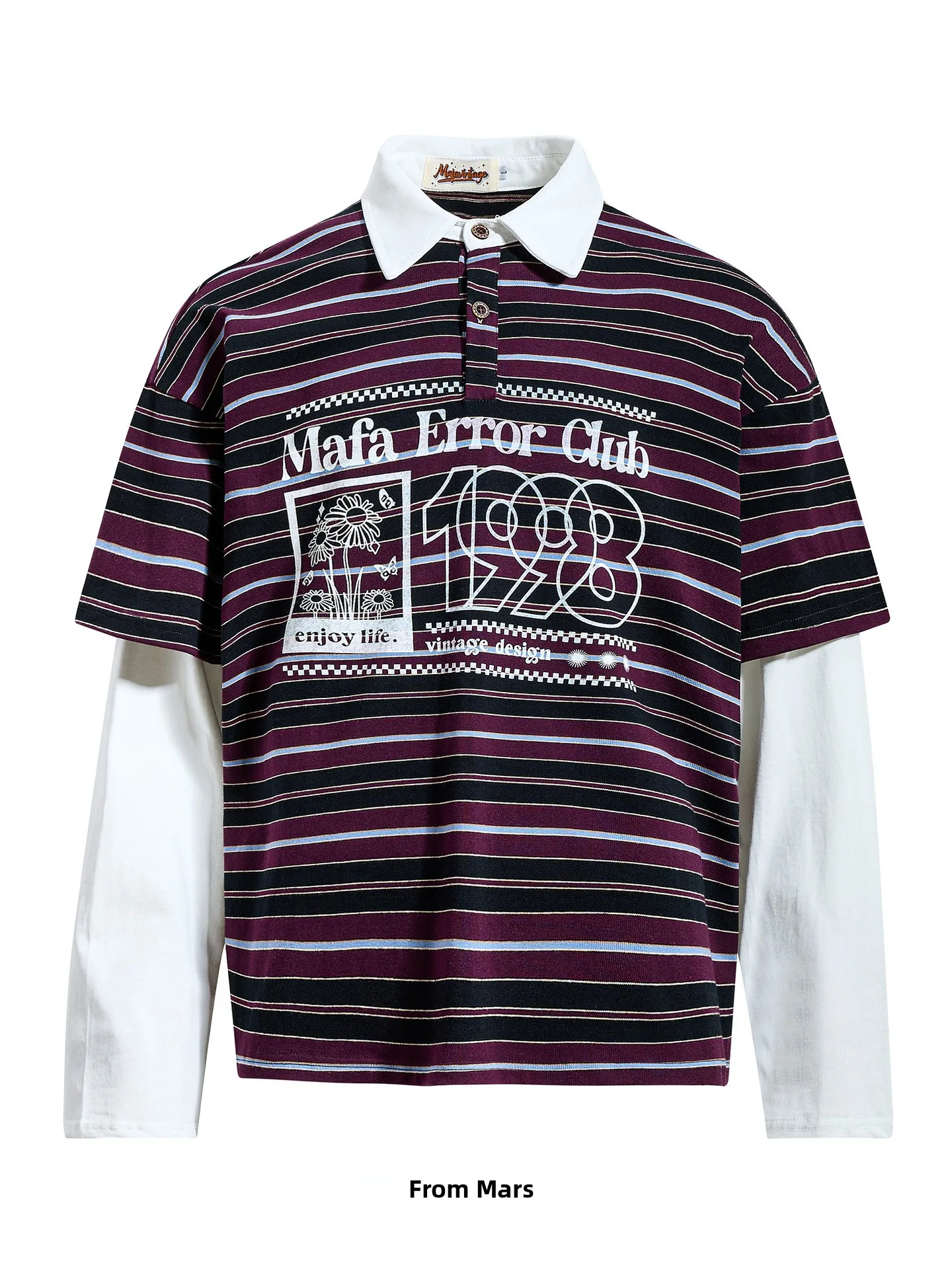 

Свободная футболка с длинным рукавом из хлопка с цветными полосками на воротнике, дышащая, удобная, для повседневной носки